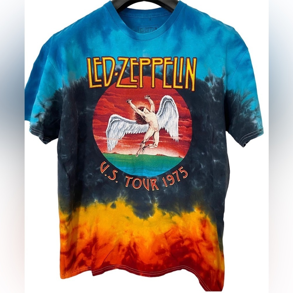 LED ZEPPELIN ICARUS US TOUR 1975 Tie & Dye T-shirt with Short Sleeve in Large